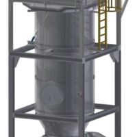 Thermal post-combustion / thermal flue gas cleaning in suspended design for the post-treatment of up to 100 kg/h each of raw gases and steam from a rotary kiln