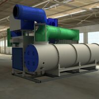 Thermal exhaust gas purification plant with raw gas preheating and waste heat utilisation for hot water generation